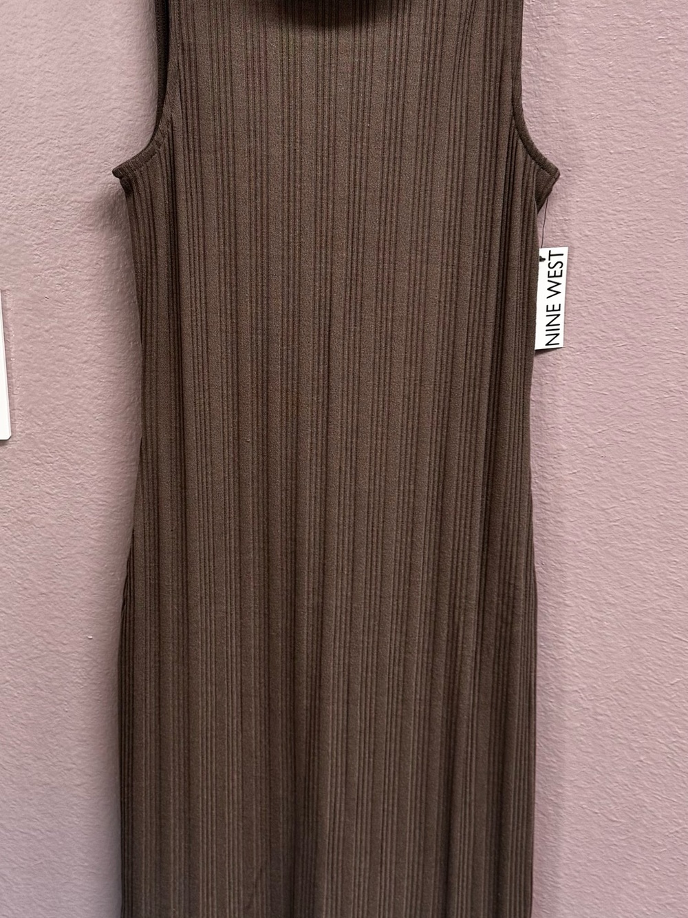 Nine West Chocolate Brown Ribbed Midi Dress